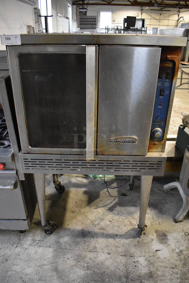 Imperial Stainless Steel Commercial Full Size Convection Oven w/ View Through Door, Solid Door and Metal Oven Racks on Commercial Casters. 38x39x65