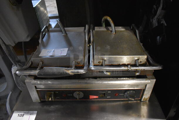 Cecilware SG-2LG Stainless Steel Commercial Countertop Electric Powered Double Panini Press. 240 Volts. 22x16x10 - Image 1 of 7