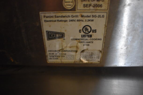 Cecilware SG-2LG Stainless Steel Commercial Countertop Electric Powered Double Panini Press. 240 Volts. 22x16x10 - Image 7 of 7
