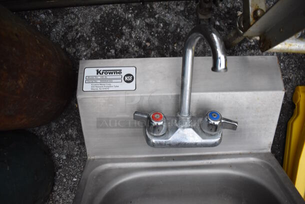 Stainless Steel Commercial Single Bay Wall Mount Sink w/ Faucet and Handles. 16x16x28 - Image 2 of 3