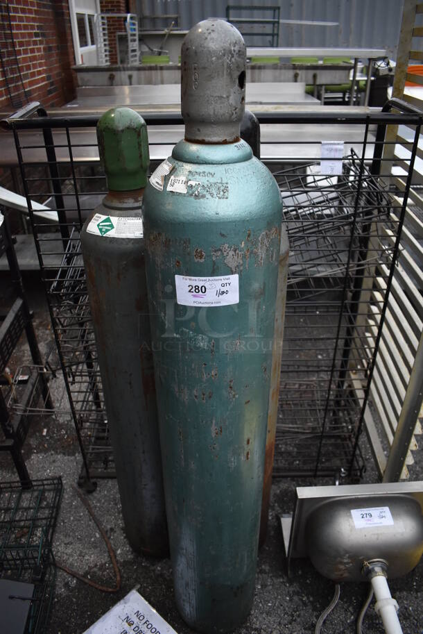 3 Metal Carbon Dioxide Tanks. 8x8x52, 8x8x56. 3 Times Your Bid!