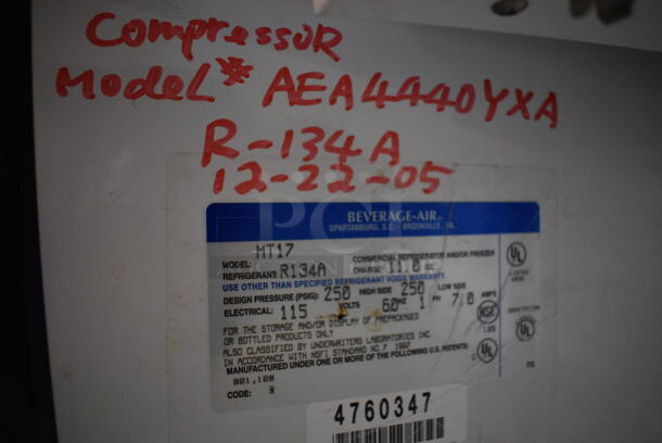 Beverage Air MT17 Metal Commercial 2 Door Reach In Cooler Merchandiser. 115 Volts, 1 Phase. 36x24x61. Tested and Working! - Image 4 of 6