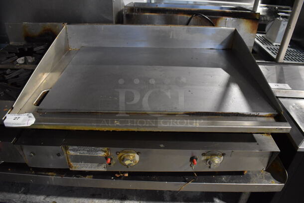 Keating 36BFLD MiraClean Stainless Steel Commercial Countertop Natural Gas Powered Chrome Top Flat Top Griddle. 80,000 BTU. 36x31x16 - Image 1 of 5