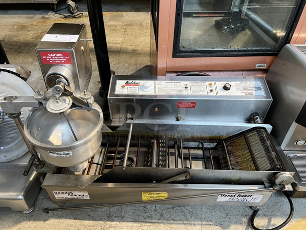 Belshaw Mark II Stainless Steel Commercial Countertop Donut Robot w/ Hopper. 220-240 Volts. 42x22x25