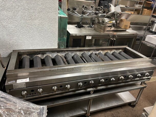 Fully Refurbished! Ideal Commercial 72 inch Charbroiler Kabob Grill Great for Steaks or Kabob Natural Gas NSF Tested and Working!