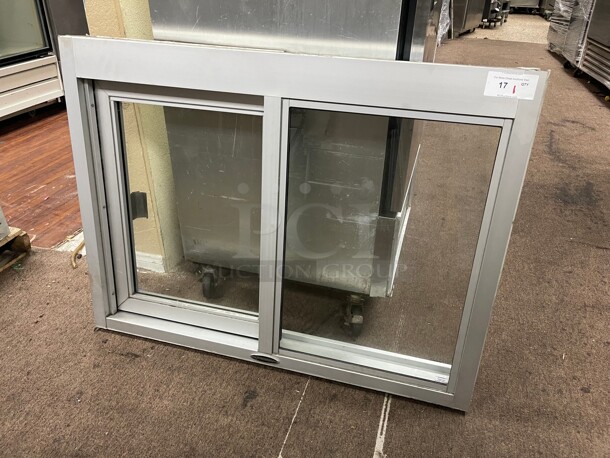 New! Quikserv Model 63 Self-Closing Side Sliding Transaction Window With Insulated Glass 48 inch W x 36 inch H Right Hand Slide NSF 