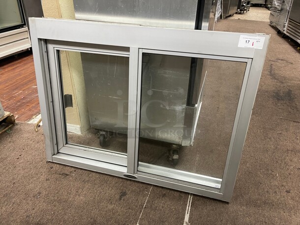 New! Quikserv Model 63 Self-Closing Side Sliding Transaction Window With Insulated Glass 48 inch W x 36 inch H Right Hand Slide NSF  - Image 1 of 10