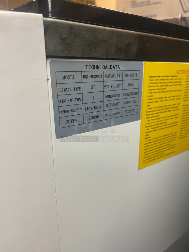 New! Commercial Ice Cream Maker 1000W Countertop Soft Serve Ice Cream Machine 10-15L./H Single Flavor Ice Cream Machine NSF 110 Volt Tested and Working! - Image 8 of 10