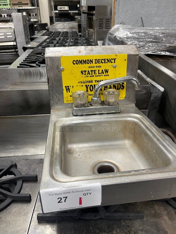 Commercial Stainless Steel Hand Sink With Faucet NSF 12x16x24 - Image 1 of 7