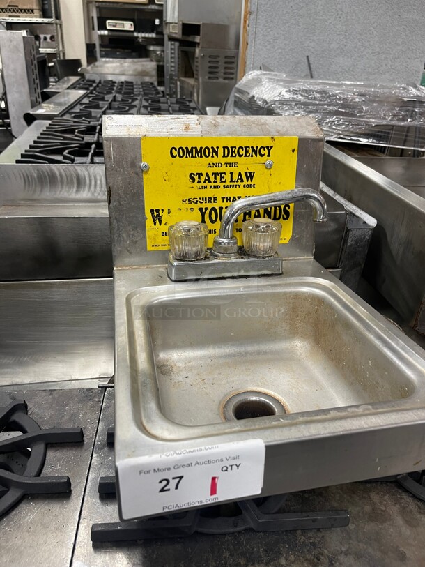 Commercial Stainless Steel Hand Sink With Faucet NSF 12x16x24 - Image 2 of 7