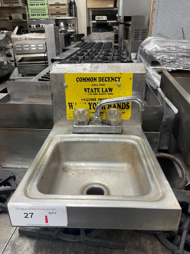 Commercial Stainless Steel Hand Sink With Faucet NSF 12x16x24 - Image 3 of 7