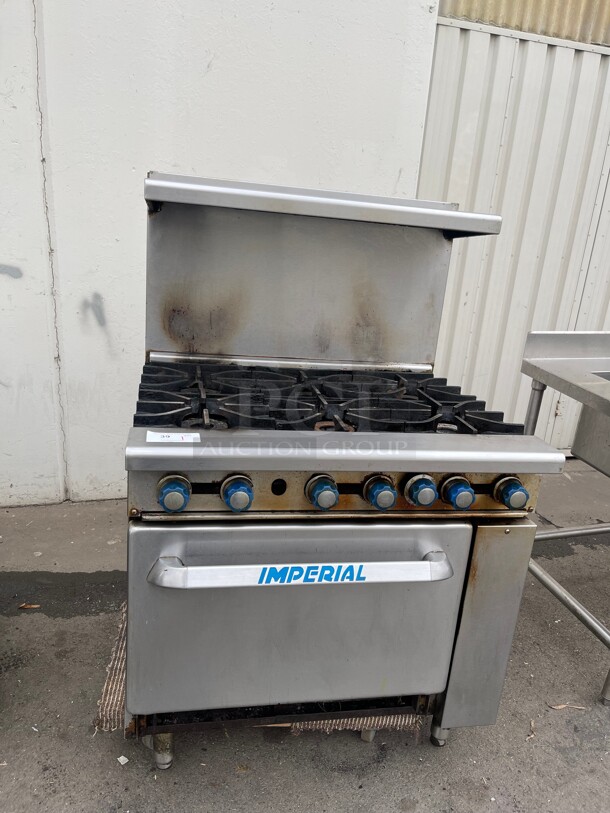 Working! Imperial IR-6 36 inch Commercial 6 Burner Gas Range w/ Standard Oven Natural Gas NSF Tested and Working!