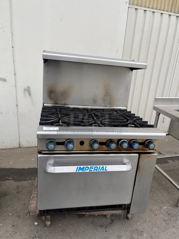 Working! Imperial IR-6 36 inch Commercial 6 Burner Gas Range w/ Standard Oven Natural Gas NSF Tested and Working! - Image 1 of 5
