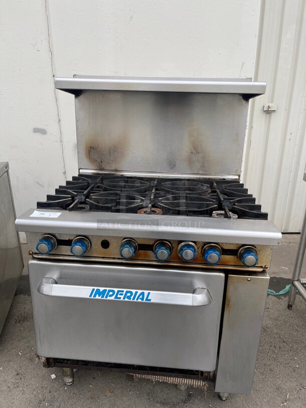 Working! Imperial IR-6 36 inch Commercial 6 Burner Gas Range w/ Standard Oven Natural Gas NSF Tested and Working! - Image 2 of 5