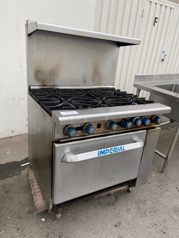 Working! Imperial IR-6 36 inch Commercial 6 Burner Gas Range w/ Standard Oven Natural Gas NSF Tested and Working! - Image 5 of 5
