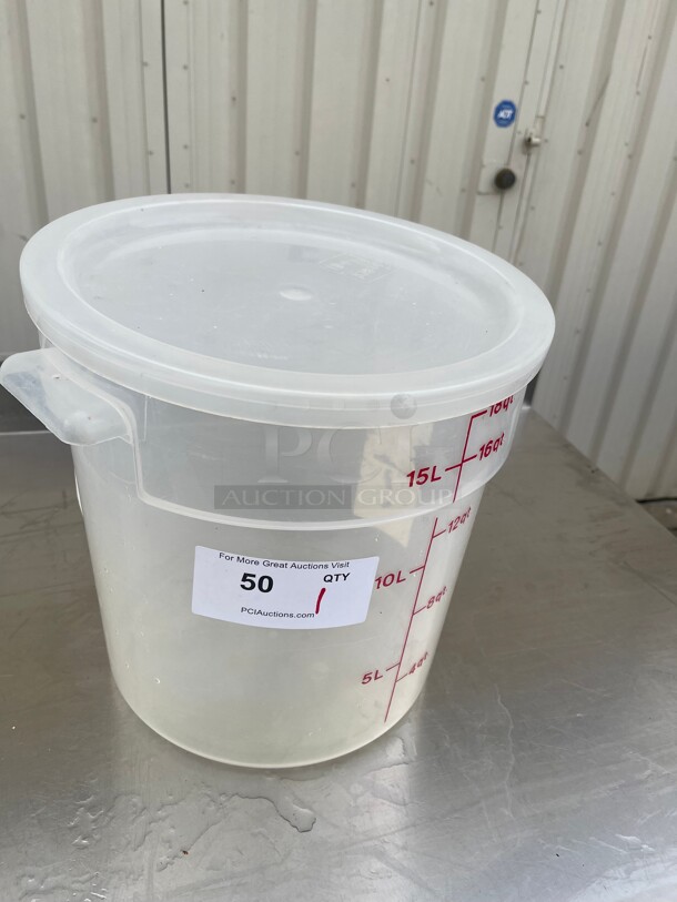 Clean! Commercial Cambro 18 Qt Clear Round Storage Container NSF - Image 1 of 6