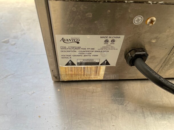 Working! Avantco DPO-18-S Commercial Single Deck Countertop Pizza/Bakery Oven - 1700W, 120V NSF Tested and Working - Image 6 of 7