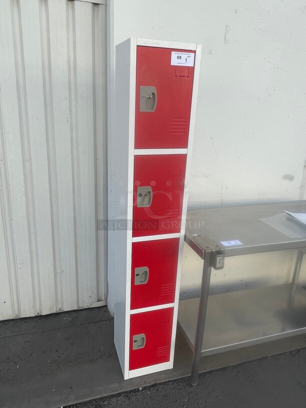 AdirOffice 629 Series 72 in. x 12 in. x 12 in. 4-Compartment Steel Tier Key Lock Storage Locker in Red Missing Keys - Image 1 of 6