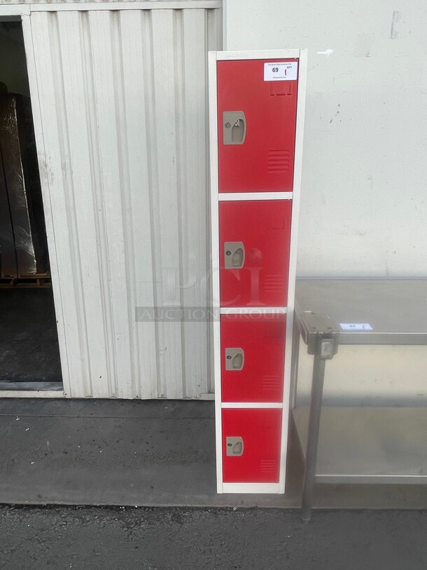 AdirOffice 629 Series 72 in. x 12 in. x 12 in. 4-Compartment Steel Tier Key Lock Storage Locker in Red Missing Keys - Image 2 of 6