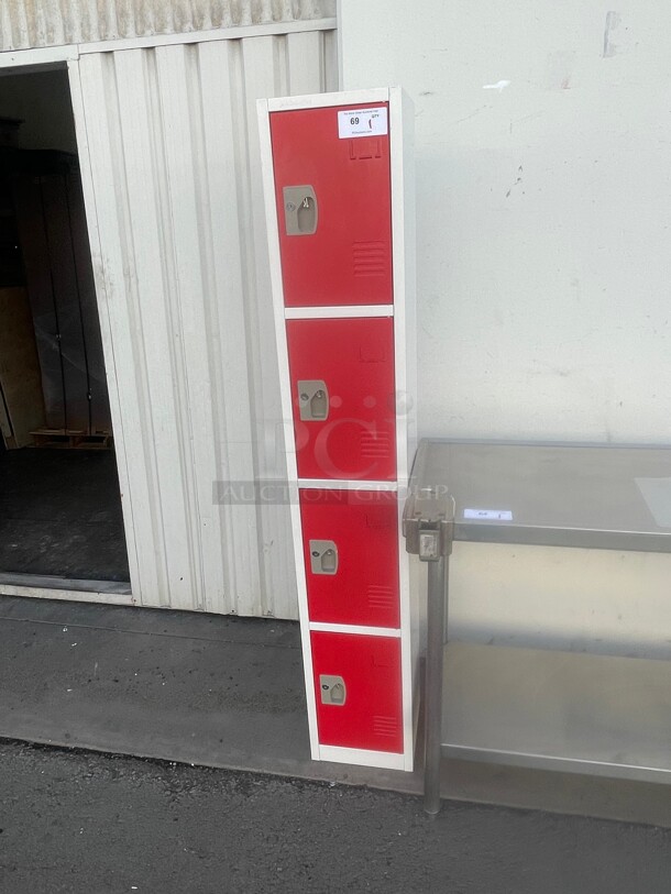 AdirOffice 629 Series 72 in. x 12 in. x 12 in. 4-Compartment Steel Tier Key Lock Storage Locker in Red Missing Keys - Image 3 of 6