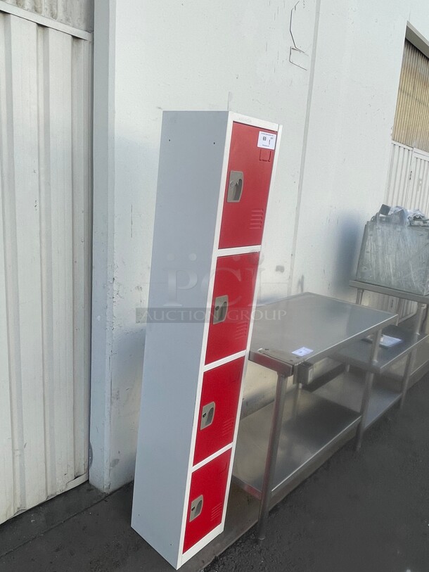 AdirOffice 629 Series 72 in. x 12 in. x 12 in. 4-Compartment Steel Tier Key Lock Storage Locker in Red Missing Keys - Image 4 of 6