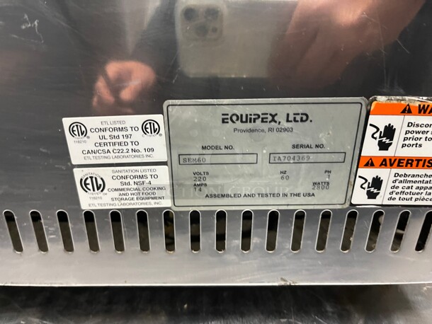 Working! Equipex SEM-60 24inch  Commercial Electric Salamander Broiler, 208v/1ph NSF Tested and Working! - Image 7 of 10
