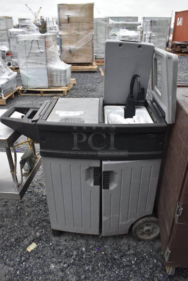 Backyard Gear Gray Poly Portable Sink on Commercial Casters. 34x17x34