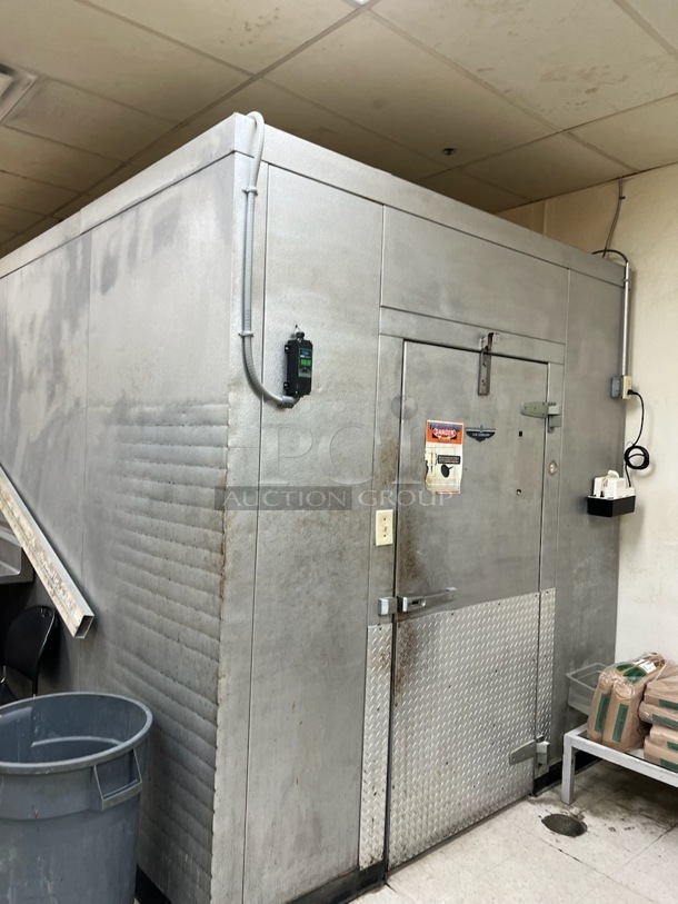 US Cooler 8'x12'x8'  Walk In Cooler Box w/ Copeland CR18K6-TF5-875 Compressor and Condensing Fan. 208/240 Volts, 3 Phase. Picture of the Unit Before Removal Is Included In the Listing.