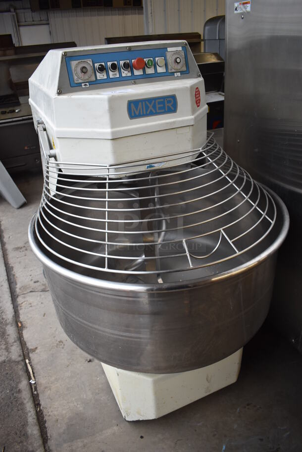 Mixer ASM/200 Metal Commercial Floor Style Spiral Dough Mixer w/ Stainless Steel Mixing Bowl, Bowl Guard and Dough Hook Attachment. 220 Volts, 3 Phase. 40x60x58 - Image 2 of 11