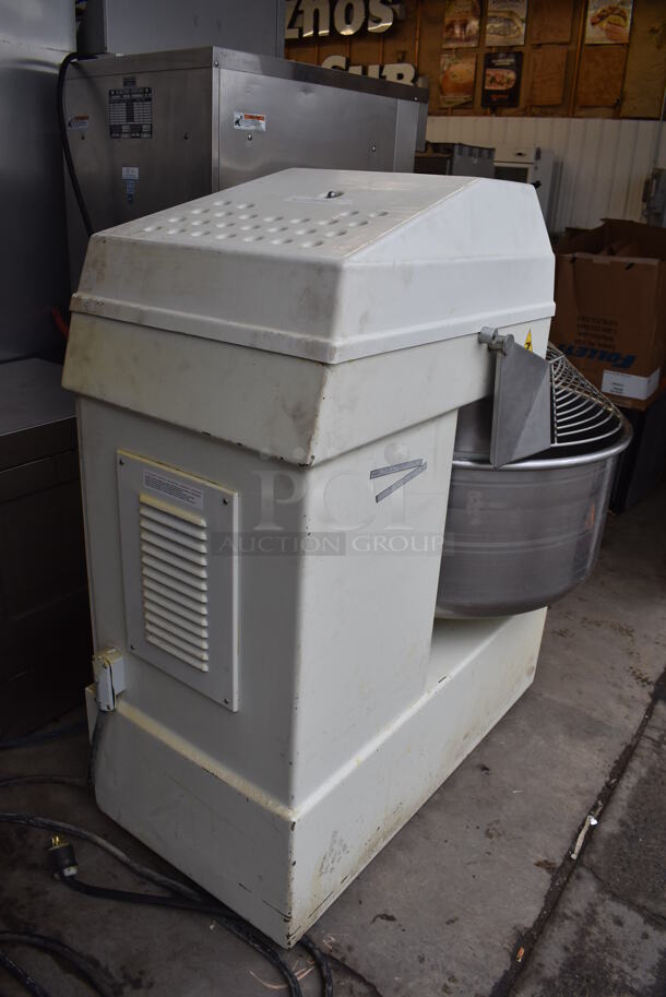 Mixer ASM/200 Metal Commercial Floor Style Spiral Dough Mixer w/ Stainless Steel Mixing Bowl, Bowl Guard and Dough Hook Attachment. 220 Volts, 3 Phase. 40x60x58 - Image 8 of 11