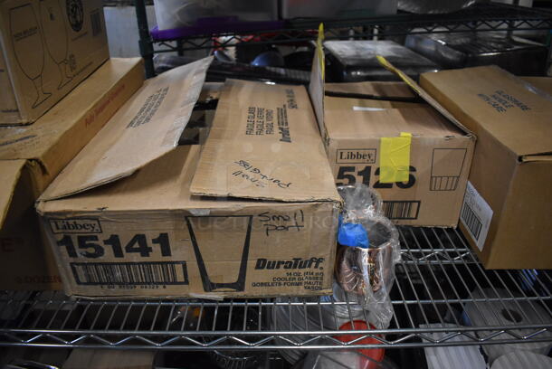 ALL ONE MONEY! Metro Lot of Various Items Including Coffee Grounds, Mason Jars, BRAND NEW IN BOX Glassware and Tomato Slicers. Does Not Include Shelving Unit - Image 7 of 10