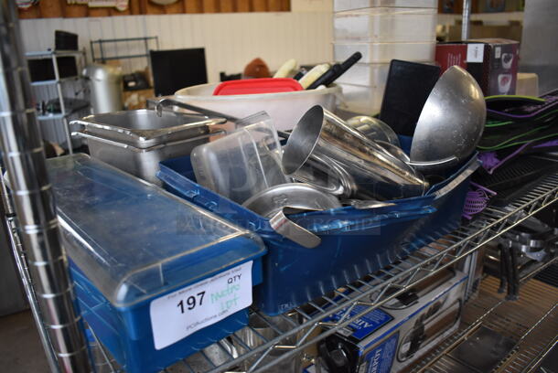 ALL ONE MONEY! Metro Lot of Various Items Including Bar Mats, Stainless Steel Drop In Bins, Monoprice Speaker, Muffin Baking Pans and Air Pots. Does Not Include Shelving Unit - Image 2 of 12