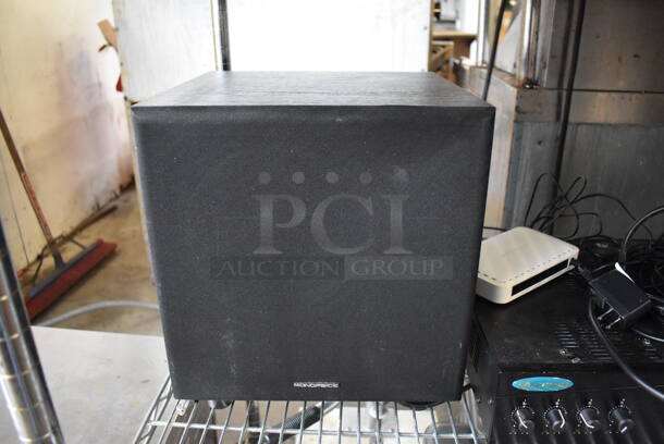 ALL ONE MONEY! Metro Lot of Various Items Including Bar Mats, Stainless Steel Drop In Bins, Monoprice Speaker, Muffin Baking Pans and Air Pots. Does Not Include Shelving Unit - Image 7 of 12