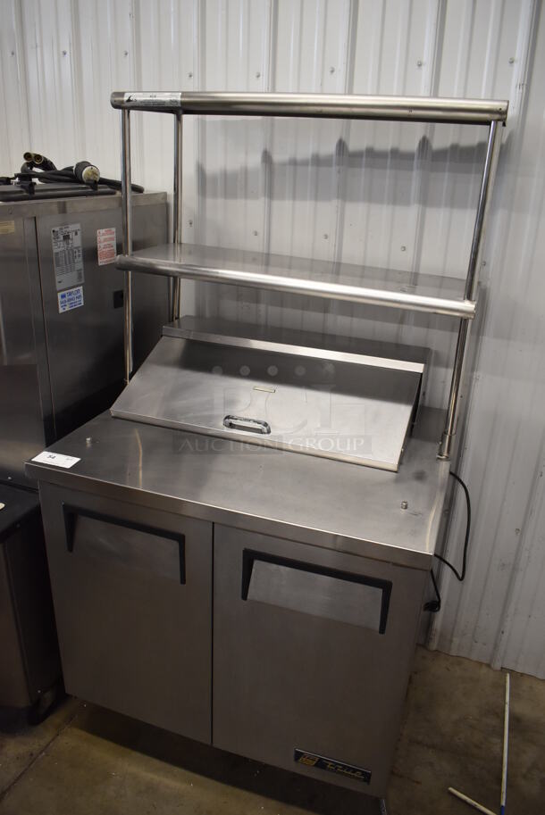 2013 True TSSU-36-08 Stainless Steel Commercial Sandwich Salad Prep Table Bain Marie Mega Top w/ 2 Tier Over Shelf on Commercial Casters. 115 Volts, 1 Phase. 36x30x69. Tested and Powers On But Does Not Get Cold - Image 2 of 7