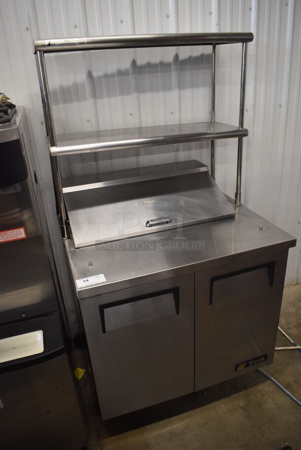 2013 True TSSU-36-08 Stainless Steel Commercial Sandwich Salad Prep Table Bain Marie Mega Top w/ 2 Tier Over Shelf on Commercial Casters. 115 Volts, 1 Phase. 36x30x69. Tested and Powers On But Does Not Get Cold - Image 3 of 7