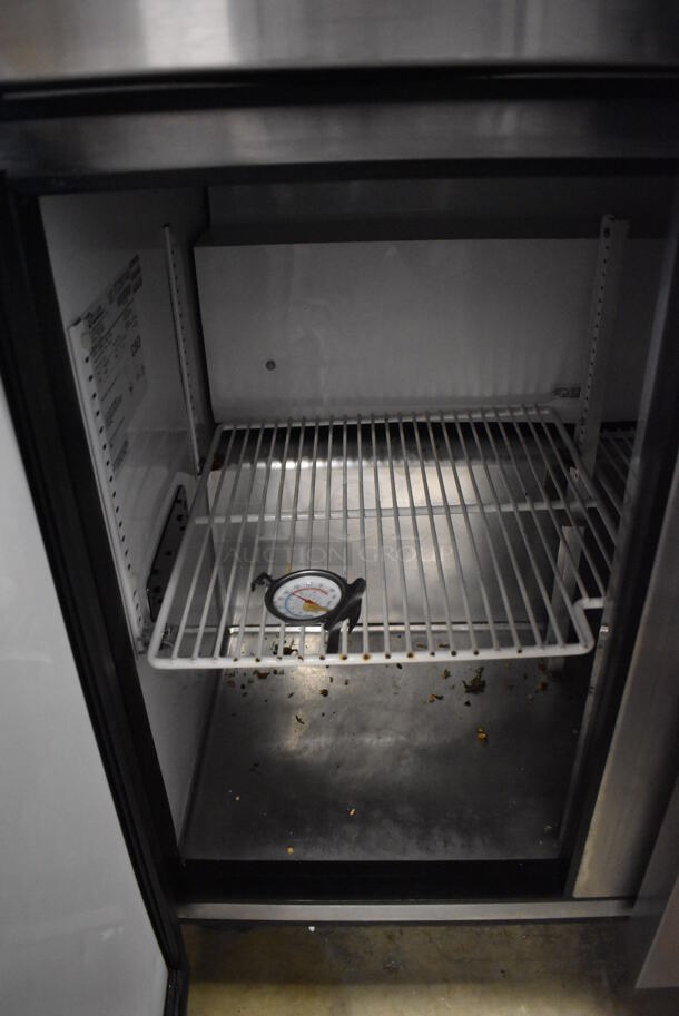 2013 True TSSU-36-08 Stainless Steel Commercial Sandwich Salad Prep Table Bain Marie Mega Top w/ 2 Tier Over Shelf on Commercial Casters. 115 Volts, 1 Phase. 36x30x69. Tested and Powers On But Does Not Get Cold - Image 6 of 7