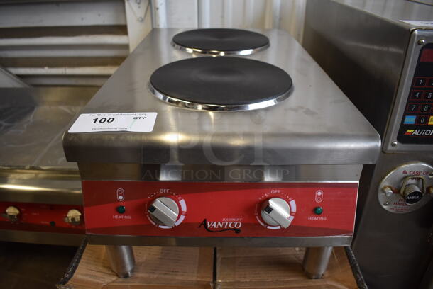LIKE NEW! Avantco 177CER200 Stainless Steel Commercial Countertop Two French Style Burner Range. Used a Few Times at Trade Show as a Demonstration. 208/240 Volts, 1 Phase. 15x25x11. Tested and Working!