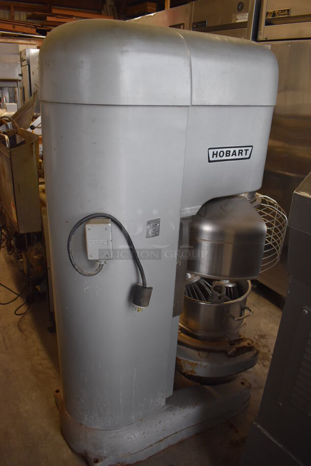 Hobart M-802 Metal Commercial Floor Style 80 Quart Planetary Dough Mixer w/ Bowl Guard, Bowl Adapter, Stainless Steel 30 Quart Mixing Bowl, 40 Quart Whisk Attachment, 30 Quart Whisk Attachment, 30 Quart Paddle Attachment and Bowl Dolly. 200 Volts, 3 Phase. 25x41x67 - Image 9 of 12