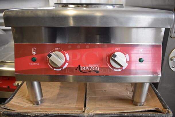 LIKE NEW! Avantco 177CER200 Stainless Steel Commercial Countertop Two French Style Burner Range. Used a Few Times at Trade Show as a Demonstration. 208/240 Volts, 1 Phase. 15x25x11. Tested and Working! - Image 2 of 6