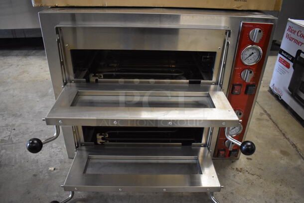 LIKE NEW! Avantco 177DPO18DD Stainless Steel Commercial Countertop Electric Powered Double Deck Pizza Oven / Bakery Oven. Used a Few Times at Trade Show as a Demonstration. 240 Volts. 28x24x23. Tested and Working! - Image 3 of 10