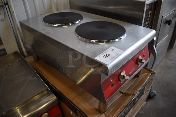 LIKE NEW! Avantco 177CER200 Stainless Steel Commercial Countertop Two French Style Burner Range. Used a Few Times at Trade Show as a Demonstration. 208/240 Volts, 1 Phase. 15x25x11. Tested and Working! - Image 4 of 6
