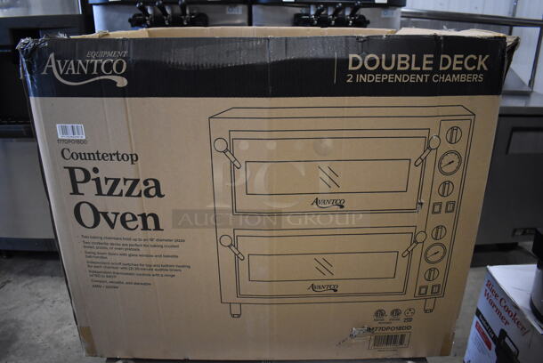 LIKE NEW! Avantco 177DPO18DD Stainless Steel Commercial Countertop Electric Powered Double Deck Pizza Oven / Bakery Oven. Used a Few Times at Trade Show as a Demonstration. 240 Volts. 28x24x23. Tested and Working! - Image 6 of 10