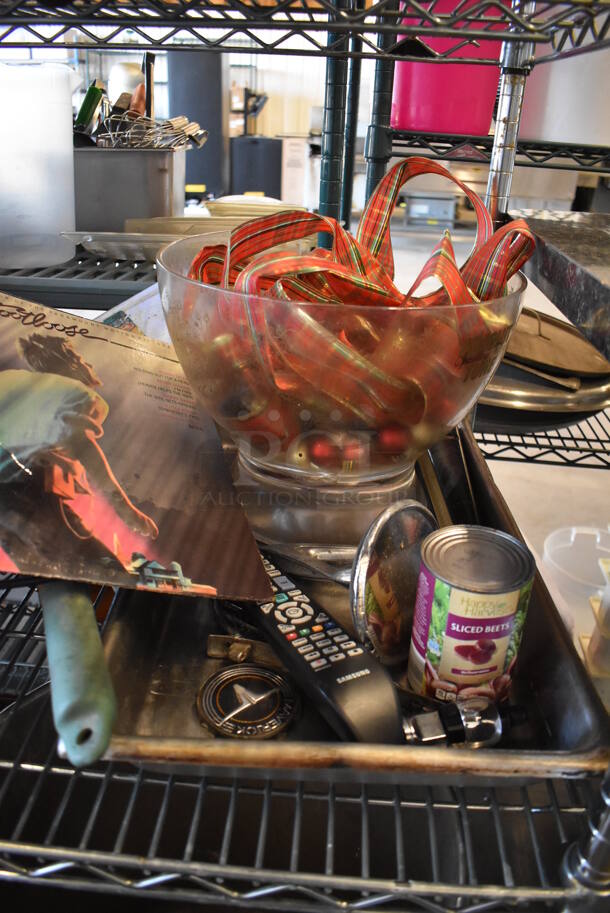 ALL ONE MONEY! Tier Lot of Various Items Including Tambourine, Extension Cord in Holder, Dust Pans, Bush Trimmer and Footloose Record Sleeve - Image 5 of 7