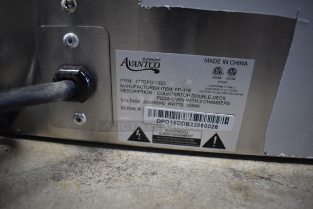 LIKE NEW! Avantco 177DPO18DD Stainless Steel Commercial Countertop Electric Powered Double Deck Pizza Oven / Bakery Oven. Used a Few Times at Trade Show as a Demonstration. 240 Volts. 28x24x23. Tested and Working! - Image 7 of 10