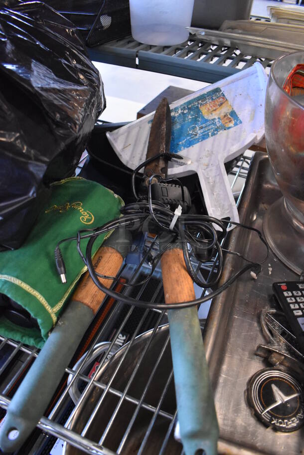 ALL ONE MONEY! Tier Lot of Various Items Including Tambourine, Extension Cord in Holder, Dust Pans, Bush Trimmer and Footloose Record Sleeve - Image 7 of 7
