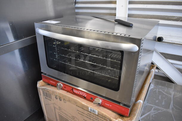 LIKE NEW! Avantco 177CO16 Stainless Steel Commercial Countertop Electric Powered Half Size Countertop Convection Oven. Used a Few Times at Trade Show as a Demonstration. 120 Volts, 1 Phase. 23x22x16. Tested and Working! - Image 2 of 7