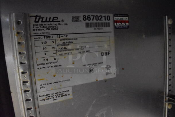 2015 True TSSU-48-12 Stainless Steel Commercial Sandwich Salad Prep Table Bain Marie Mega Top on Commercial Casters. 115 Volts, 1 Phase. 48x31x45. Tested and Working! - Image 7 of 7