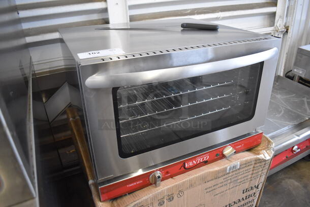 LIKE NEW! Avantco 177CO16 Stainless Steel Commercial Countertop Electric Powered Half Size Countertop Convection Oven. Used a Few Times at Trade Show as a Demonstration. 120 Volts, 1 Phase. 23x22x16. Tested and Working! - Image 3 of 7