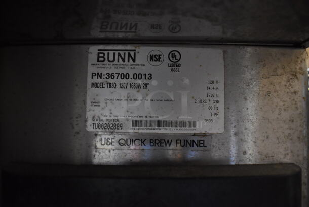 Bunn TB3Q Stainless Steel Commercial Countertop Iced Tea Machine w/ Beverage Holder and Poly Brew Basket. 120 Volts, 1 Phase. 12x24x35 - Image 5 of 5