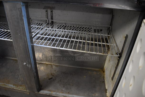 Arctic Air AST48R Stainless Steel Commercial Sandwich Salad Prep Table Bain Marie Mega Top w/ 2 Over Shelves on Commercial Casters. 115 Volts, 1 Phase. 48x30x66. Tested and Powers On But Does Not Get Cold - Image 7 of 8